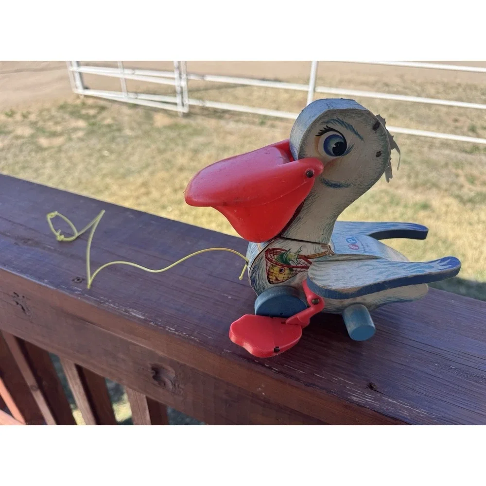 Vintage Fisher Price Pelican Big Bill Pull Toy 1961
